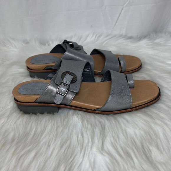 Ariat Kailey Women''s Grey Sandals Grey Leather Double Strap Toe Ring Sz 9.5 - Picture 4 of 6
